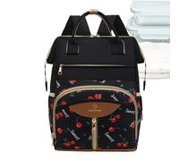 Dreuhuing Borsa per bambini, impermeabile, grande capacità, per maternità, borsa per pannolini con fasciatoio - per viaggi all'aperto, vacanze, gite in famiglia, passeggiate al parco, Nero, Refer to