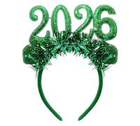 Dreuhuing Cerchietto per capelli con scritta "Happy New Year", leggera e glitterata, con nappe, per feste di buon anno, per feste, conto alla rovescia, eventi, compleanno, casa, interni, per donne e