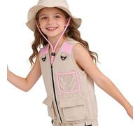 Dreuhuing Costume Da Esploratore Per Bambini - con Tasche e Tessuto Traspirante - Gilet Cargo Da Esploratore Per Bambini | per Ragazzi e Ragazze Avventure all'Aperto Escursioni Esplorazioni nei Parchi