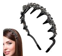 Dreuhuing Fascia per capelli intrecciata, vintage, antiscivolo, con perline, alla moda, per matrimoni, compleanni, vacanze, spose, feste, damigelle d'onore, viaggi