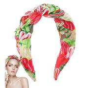 Dreuhuing Fascia per capelli vintage con stampa floreale, ampia fascia per capelli con stampa floreale, assorbe il sudore, per lo styling dei capelli per concerti, matrimoni, viaggi