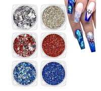 Dreuhuing Glitter per unghie | 6 scatole Patriotic Independence Day Star Sequins | 3D olografico stella glitter per unghie, per ragazze, decorazione, festival, feste, uso quotidiano, San