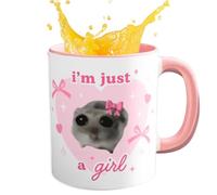 Dreuhuing Tazza da tè con criceto triste, con scritta in inglese "I'm just a girl sad hamster", tazza da caffè con scritta in inglese "I'm just a girl sad hamster", tazza da tè in ceramica per far