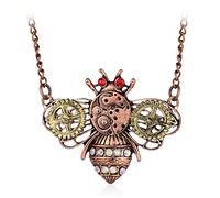 Dreuyet Collana con ciondolo Steampunk Gear per le donne personalizzato punk vintage gotico amore cuore gufo farfalla miele ape catena insetto maglione vapore ingranaggio collana ciondolo gioielli