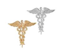Dreuyet Spilla medica con angelo caduceo, infermiera, per infermiere, dottore, simbolo medico, stetoscopio, serpente, caduceo, RN, spilla per infermieri, spilla con cristalli, spilla per dottore