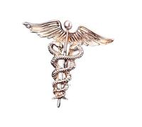 Dreuyet Spilla medica con angelo caduceo, infermiera, per infermiere, dottore, simbolo medico, stetoscopio, serpente, caduceo, RN, spilla per infermieri, spilla con cristalli, spilla per dottore