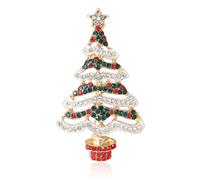 Dreuyet Spille per albero di Natale spille di Natale da donna vintage con strass colorati per albero di Natale spille eleganti in cristallo per vacanze invernali spille regali di Natale, Middle