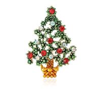 Dreuyet Spille per albero di Natale spille di Natale da donna vintage con strass colorati per albero di Natale spille eleganti in cristallo per vacanze invernali spille regali di Natale, Middle