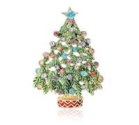 Dreuyet Spille per albero di Natale spille di Natale da donna vintage con strass colorati per albero di Natale spille eleganti in cristallo per vacanze invernali spille regali di Natale, Middle