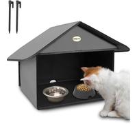 Dreyoo 1 stazione di alimentazione per gatti da esterno per cibo e acqua, resistente alle intemperie, per esterni, sala da pranzo, per gatti randagi, gatti selvatici e gatti della comunità, 33 x 43 x