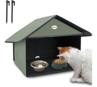 Dreyoo Stazione di alimentazione per gatti da esterno per cibo e acqua, resistente alle intemperie, per esterni, sala da pranzo per gatti, gatti randagi, gatti selvatici e gatti della comunità, 43 x
