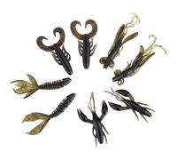 Drfeify 25 Pezzi Esche da Pesca per Gamberetti Morbidi Esca a Vite Senza Fine in Silicone 3 Colori 4 Stili da 1,77 Pollici a 2,44 Pollici per la Pesca in Mare Texas Rig Jigging Pescatori (BROWN)