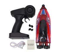 Drfeify Barca Telecomandata, Barca RC Ad Alta velocità con Doppio Motore Brushless con Rotazione di 360 Gradi e Luci LED Multicolori, per Gare Acquatiche All'aperto e Giochi in Piscina (rosso)
