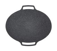 Drfeify Bistecchiera, Piastra Rotonda in Lega di Alluminio con Doppio Manico, Pentole Antiaderenti per Barbecue all'aperto e Campeggio (30 cm)