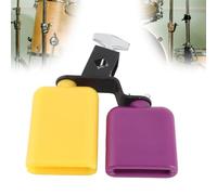 Drfeify Campana per Mucca in Legno, Strumento a Percussione Quadrato in ABS Giallo e Viola con Staffa in Metallo per il Senso del Ritmo Musicale dei Bambini