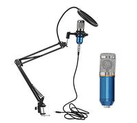 Drfeify Condensatore USB Microfono, Quadro Metallico, Alta Qualità Registrazione, Copertura Windscreen, Design Blu e Argento, Set di Registrazione per Live Streaming, Podcasting, Creazione Contenuti