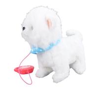 Drfeify Giocattolo Elettrico per Cani in Peluche, Interattivo, Camminando, Cantando, Scodinzolando, Leccando il Cucciolo, per Bambini Piccoli, Morbido Tessuto in Peluche