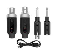 Drfeify Microfonico Wireless, Adattatore ABS da XLR a Wireless, Plug and Play UHF 2.4G, Portata da 30 a 50 M, Audio a 48 KHz, Volume a 8 Livelli, per Microfoni Dinamici, Palco, Podcast, Riunioni (1