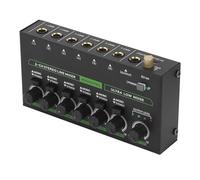 Drfeify Mixer a 6, Mixer a Basso Rumore con Interfaccia Stereo da 6,35 Mm e Luce RGB, per Studio di Registrazione Sul Palco, Tastiera, Chitarra, Basso (Spina europea)