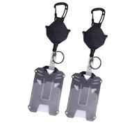 Drfeify Porta Badge Retrattile da 2 Pezzi, Porta Carte d'identità Anti Smarrimento con Clamp/Holder a Rilascio Facile, Ideale per Lavoro, Viaggi e attività all'aperto