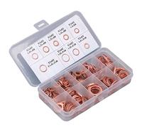 Drfeify Rondella per Tappo di Scarico dell'Olio, Rondelle in Rame Rosso Trattato Termicamente per Olio Motore e Tenuta Idraulica, 200 Pezzi in 9 Dimensioni per la Manutenzione Automobilistica