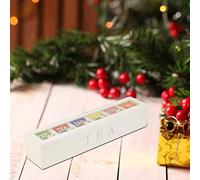 Drfeify Scatola da tè in Legno, Organizer per tè in Legno Naturale con Pannello Acrilico, Bustina di a 5 Scomparti e Porta Bustine di Zucchero per Casa e Ufficio (WHITE)