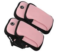 Drfeify Set di Sacchetti per il Braccio per Telefonia Mobile, Fascia da Corsa in Esecuzione per, Tasca del Braccio Sportivo per Alpinismo, Yoga, 2 Pezzi, 180 G, Grigio (PINK)