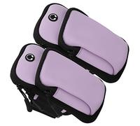 Drfeify Set di Sacchetti per il Braccio per Telefonia Mobile, Fascia da Corsa in Esecuzione per, Tasca del Braccio Sportivo per Alpinismo, Yoga, 2 Pezzi, 180 G, Grigio (PURPLE)