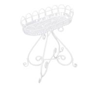 Drfeify Stand di Fiori di Ferro da Bambola, 1:12 Scala Rastrellino per Piante per Bambole, Mini Mobili Realistici per la Decorazione, Bianco