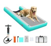 DRFGHK Boat Dog Ladder Pontoon Ramp for Small/Large/Large Dogs, Reusable PVC Inflatable Float Swimming Pool, Floating with(Green)