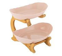 DRFGHK Fruit Bowl, Tray - Bamboo Wooden Frame, 2 Polypropylene Food Bowls Fresh and Functional Categorize Present (Beige)