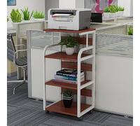 DRFGHK Grande Supporto per Stampante, Tavolo Stampante a 4 Livelli con Ruote, Carrello Porta Tavolino Laterale Comodino Scaffale Ufficio Domestico(Brown)