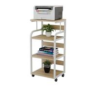 DRFGHK Grande Supporto per Stampante, Tavolo Stampante a 4 Livelli con Ruote, Carrello Porta Tavolino Laterale Comodino Scaffale Ufficio Domestico(Natural)