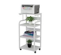 DRFGHK Grande Supporto per Stampante, Tavolo Stampante a 4 Livelli con Ruote, Carrello Porta Tavolino Laterale Comodino Scaffale Ufficio Domestico(White)