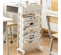 DRFGHK Libreria mobile su ruote, 6 ripiani per organizzare in modo efficiente studio, ufficio e casa
