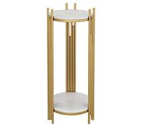 DRFGHK Marble Effect Telephone Table 2 Tier Tall Slim Room Decor Patio Round Coffee Living