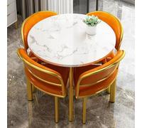 DRFGHK Modern5PieceMarbleDiningTableSetwithRound Table&SoftBackChairsStylishSpaceSingFurnitureforSmallApartmentsPerfectforDiningRooms&Cucine