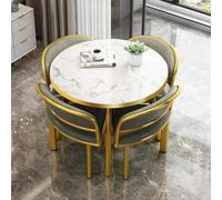 DRFGHK Modern5PieceMarbleDiningTableSetwithSoftBackChairsRotoundSpaceSingFurnitureforSmallApartmentsEleganteDiningRoomSolution