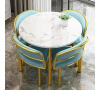 DRFGHK ModernMarbleDiningTableSetper45RoundSpaceSingDiningTablewithSoftBackChairsStylishFurnitureforSmallApartmentsandHomesElegantDesign