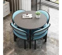 DRFGHK ModernMarbleDiningTableSetwith4SoftBackChairs5PieceSpaceSingRoundDiningFurnitureforSmallApartmentsEleganteHomeDecorCompactDesign