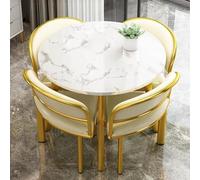 DRFGHK ModernMarbleDiningTableSetwith4SoftBackChairsSpaceSing5PieceRound DiningFurnitureforSmallApartmentsEleganteFunzionaleHomeDécor.