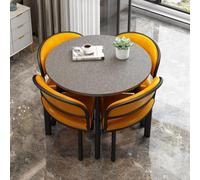 DRFGHK ModernRotondoMarbleDiningTableSetwith4SoftBackChairs5PieceSpaceSingFurnitureforSmallApartmentsEleganteeFunzionaleDiningRoomDecor