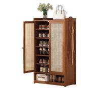 DRFGHK Scarpiera in rattan per ingresso, scaffale con ante e spazio aperto, organizer per corridoio, soggiorno