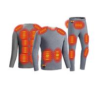 DRFGHK Set di Biancheria Intima Termica da Uomo, Magliette Termiche a Maniche Lunghe USB riscaldate elettricamente, Mutande, Tuta Calda per Allenamento, Sci, Corsa