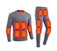 DRFGHK Set di Biancheria Intima Termica da Uomo, Top Termici a Maniche Lunghe USB riscaldati elettricamente, Pantaloni, Tuta Calda per Il Campeggio, la Caccia alla Moto, Lo Sci
