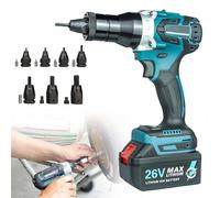 DRFGHK Set di pistola elettrica senza fili, pistola rivettatrice automatica portatile, kit professionale con batteria da 5200 mAh e custodia per il trasporto per dadi M3/M4/M5/M6/M8/M10/M12