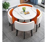 DRFGHK Space Saver Kitchen Breakfast Set Round Table and Chairs with Soft Backrest Modern Style Furniture for Coffee Conference Tables