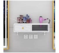DRFGHK Stazione di styling da parete con 1 cassetto, porta asciugacapelli per salone di barbiere, attrezzatura galleggiante per spa (bianco #B, 50 x 30 x 16 cm)