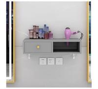 DRFGHK Stazione per styling da parete con 1 cassetto, porta asciugacapelli per salone di barbiere, attrezzatura galleggiante per spa (grigio, 50 x 30 x 16 cm)