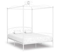DRFGHK Struttura letto a 4 baldacchini in metallo bianco 180 x 200 cm, baldacchino super king con contenitore sotto mobili per camera da letto, colore bianco opzionale2